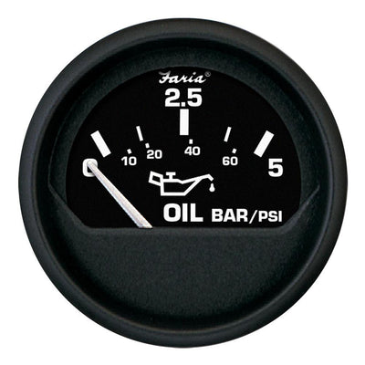 Faria Euro Black 2" Oil Pressure Gauge - Metric (5 Bar) [12805] - Bulluna.com
