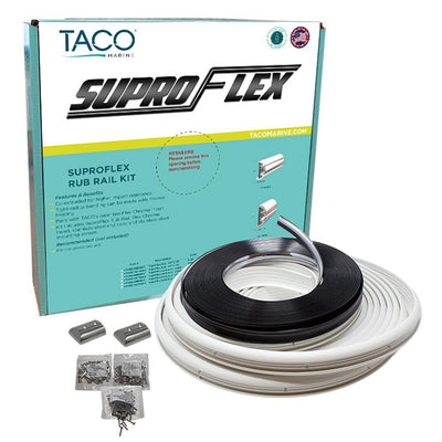 TACO SuproFlex Rub Rail Kit - White w/Flex Chrome Insert - 1.6"H x .78"W x 60L [V11-9960WCM60-2] - Bulluna.com