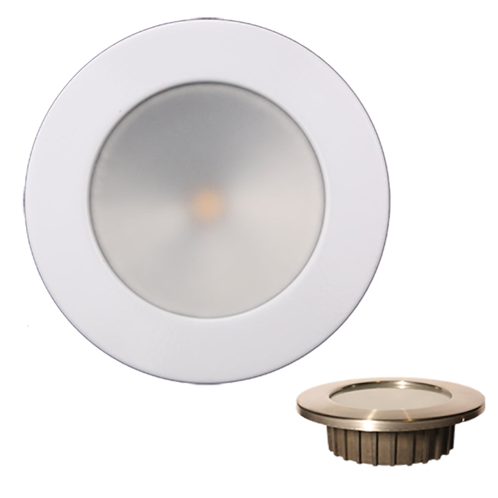Lunasea ZERO EMI Recessed 3.5 LED Light - Warm White w/White Stainless Steel Bezel - 12VDC [LLB-46WW-0A-WH]