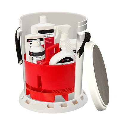 Shurhold 5 Gallon White Bucket Kit - Includes Bucket, Caddy, Grate Seat, Buff Magic, Pro Polish Brite Wash, SMC  Serious Shine [2465] - Bulluna.com