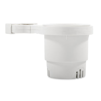Camco Clamp-On Rail Mounted Cup Holder - Large for Up to 2" Rail - White [53083] - Bulluna.com