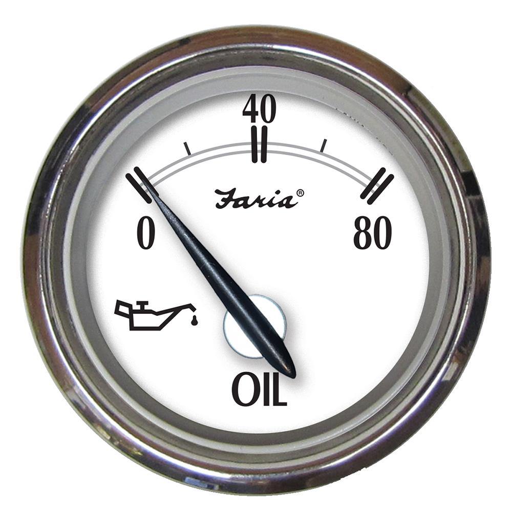 Faria Newport SS 2" Oil Pressure Gauge - 0 to 80 PSI [25001] - Bulluna.com