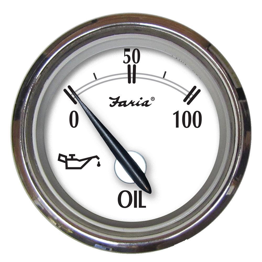 Faria Newport SS 2" Oil Pressure Gauge - 0 to 100 PSI [25005] - Bulluna.com
