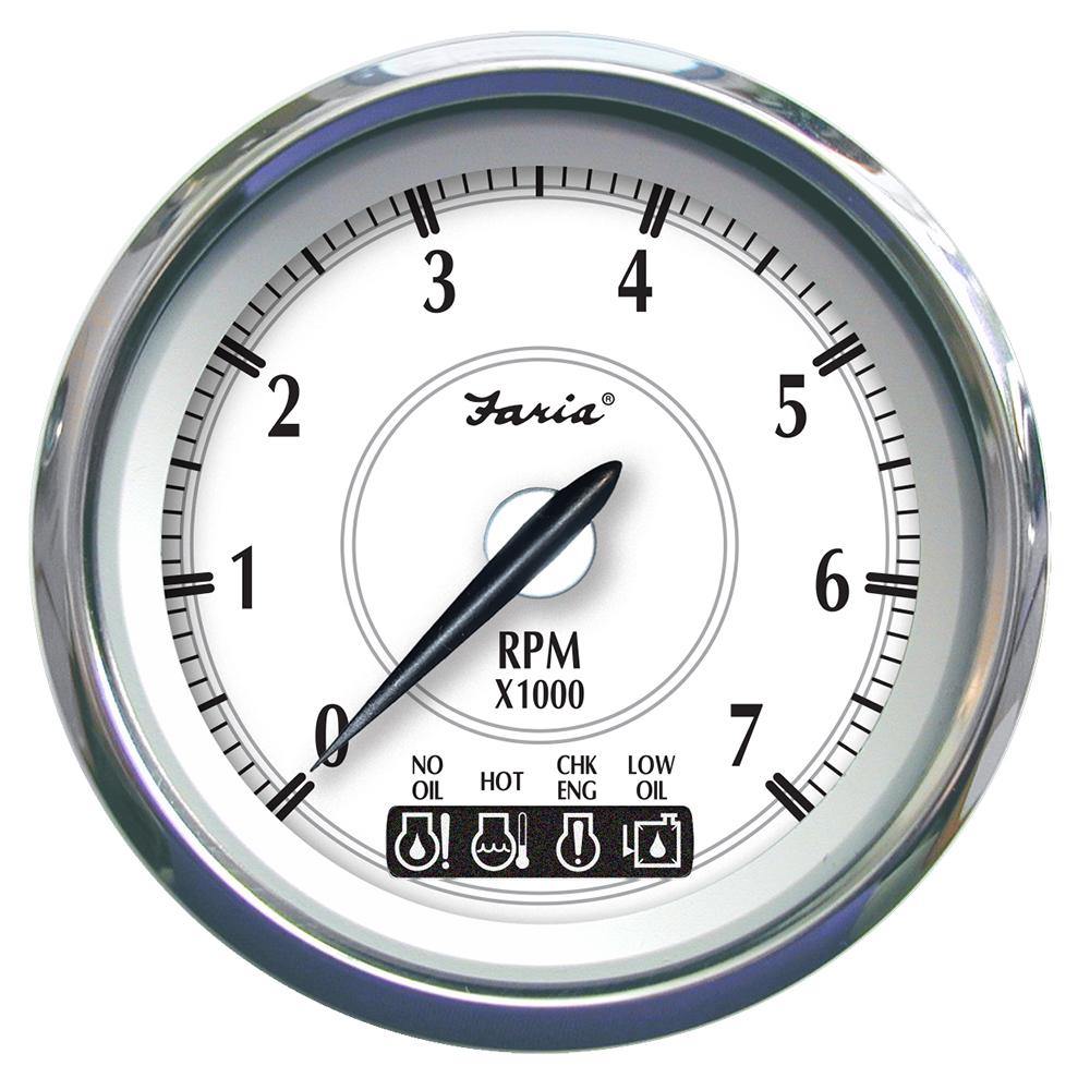 Faria Newport SS 4" Tachometer w/System Check Indicator f/Johnson/Evinrude Gas Outboard - 7000 RPM [45000] - Bulluna.com