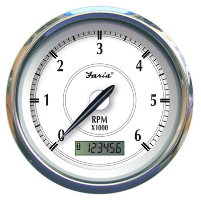Faria Newport SS 4" Tachometer w/Hourmeter f/Gas Inboard - 6000 RPM [45004] - Bulluna.com