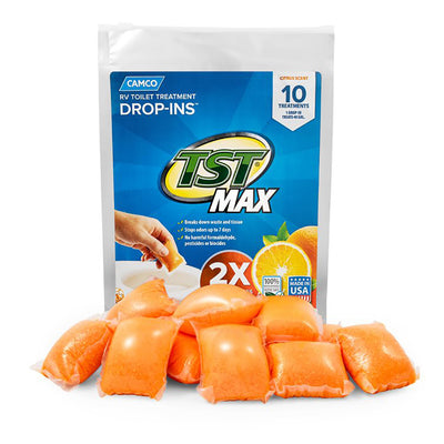 Camco TST MAX Orange RV Toilet Treatment Drop-Ins *10-Pack [41178] - Bulluna.com