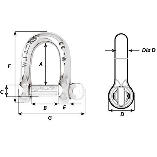 Wichard Self-Locking D Shackle - Diameter 8mm - 5/16" [1204W]