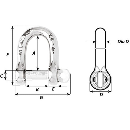 Wichard Self-Locking D Shackle - 12mm Diameter - 15/32" [1206W]