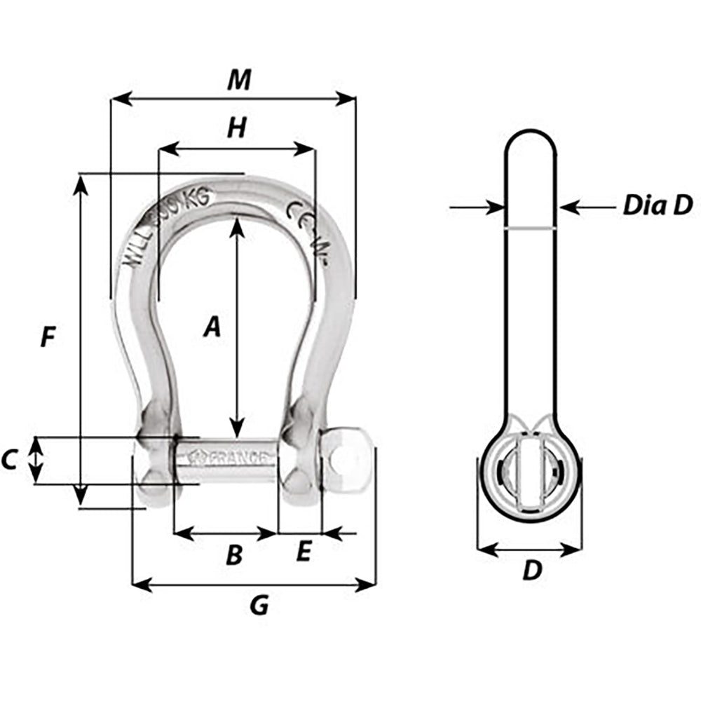 Wichard Not Self-Locking Bow Shackle - 16mm Diameter - 5/8" [1247W]