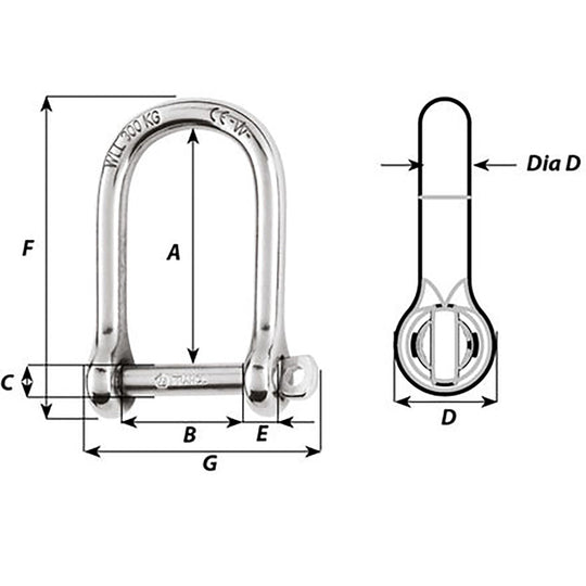 Wichard Self-Locking Large Opening Shackle - 6mm Diameter - 1/4" [1263W]