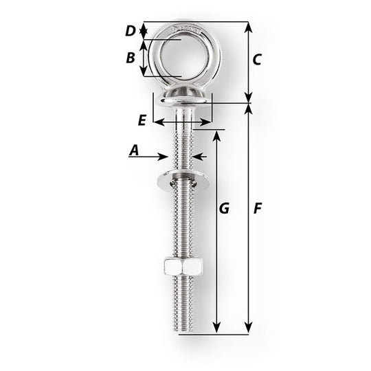 Wichard Eye Bolt - M12 x 175mm - Length 120mm [6497W]