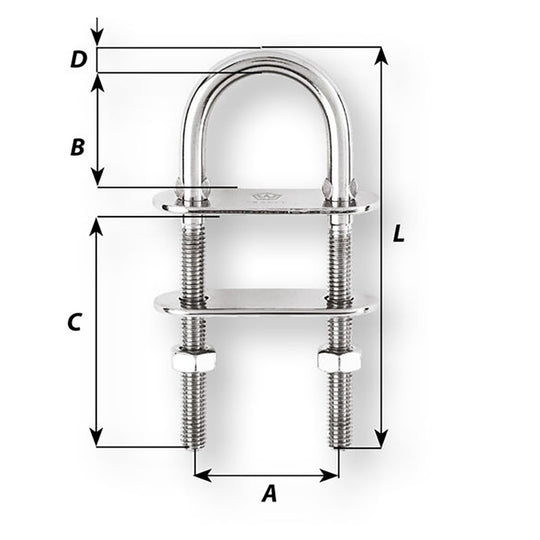 Wichard U-Bolt Pad Eye - 8mm Diameter - 5/16" - 100mm Length - 3-15/16" [6524W]