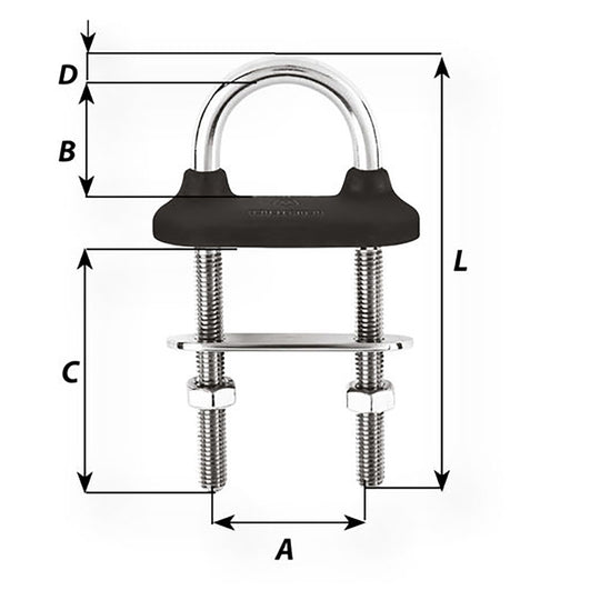Wichard Black Watertight U-Bolt - 10mm Diameter - 25/64" - 110mm Length - 4-21/64" [65451W]