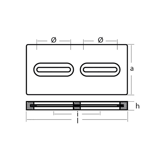 Tecnoseal Rectangular Zinc Plate Anode w/Inserts - 12" x 6" x 1" [TEC-DIVERSD]