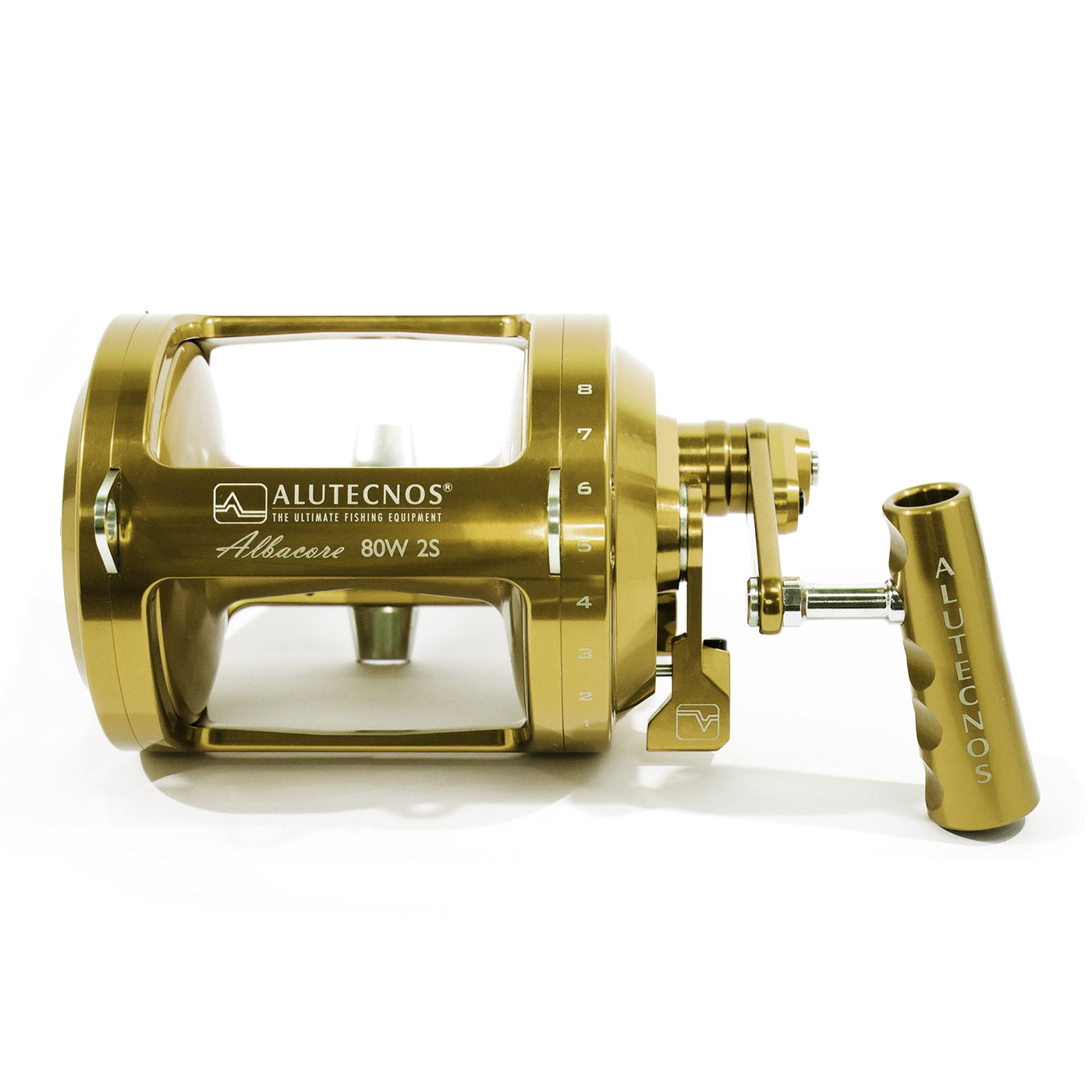 Alutecnos Albacore 80 Wide Two Speed Reel - Gold –