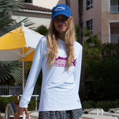 Bluefin USA Deco Logo White Long Sleeve Solar Top - Women - Bulluna.com