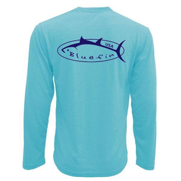 Bluefin USA Logo Turquoise Long Sleeve Sun Shirt - Bulluna.com