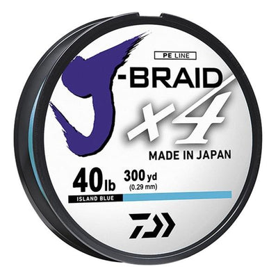 Daiwa J-Braid x4 4 Strand Braided Line - 40 Pounds 300 Yards - Island Blue - Bulluna.com