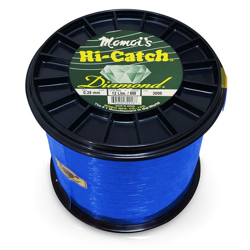 Momoi Hi-Catch Diamond Nylon Monofilament Line 12 Pounds 3000 Yards - Brilliant Blue - Bulluna.com