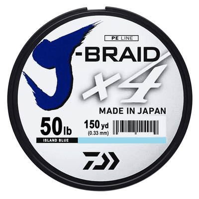 Daiwa J-Braid x4 4 Strand Braided Line - 50 Pounds 150 Yards - Island Blue - Bulluna.com