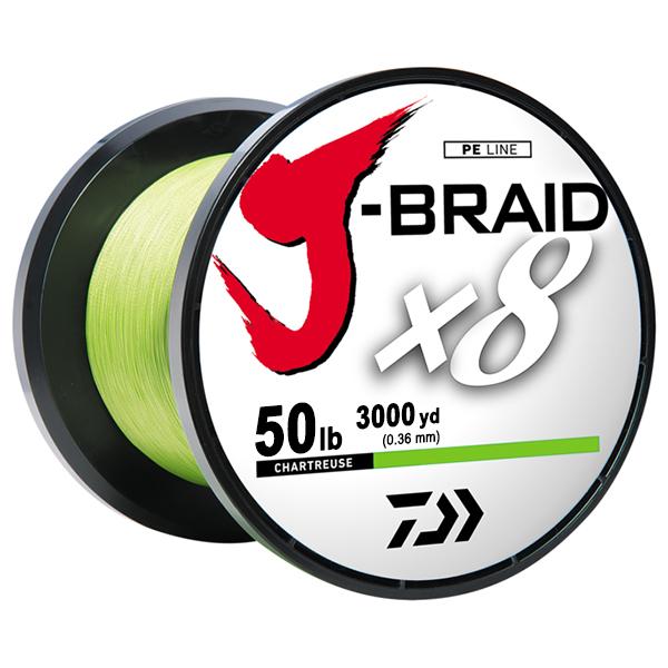 Daiwa J-Braid x8 8 Strand Braided Line - 50 Pounds 3000 Meters - Chartreuse - Bulluna.com