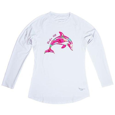 Bluefin USA Jumping Dolphin White Long Sleeve Solar Top - Women - Bulluna.com