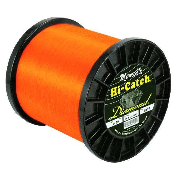 Momoi Hi-Catch Diamond Nylon Monofilament Line 80 Pounds 1000 Yards - Orange Crush - Bulluna.com