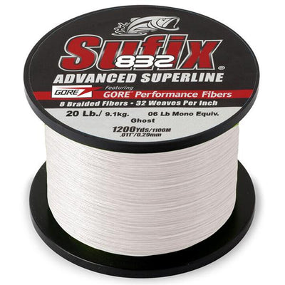 Sufix 832 Advanced Superline Braid - 20 Pounds 1200 Yards - Ghost - Bulluna.com