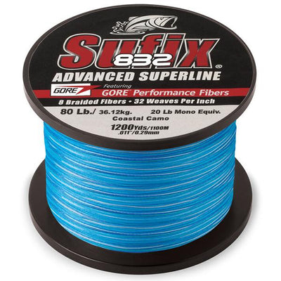 Sufix 832 Advanced Superline Braid - 80 Pounds 1200 Yards - Coastal Camo - Bulluna.com