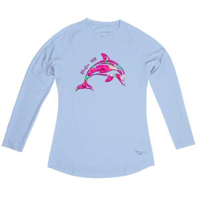 Bluefin USA Jumping Dolphin Light Blue Long Sleeve Solar Top - Women - Bulluna.com