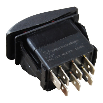 Marpac Contura Rocker Switch - Illuminated - Brass Blade Terminals - Silver Contacts - 3 Position - Mom. On-Off-Momentary On, DPST - Bulluna.com