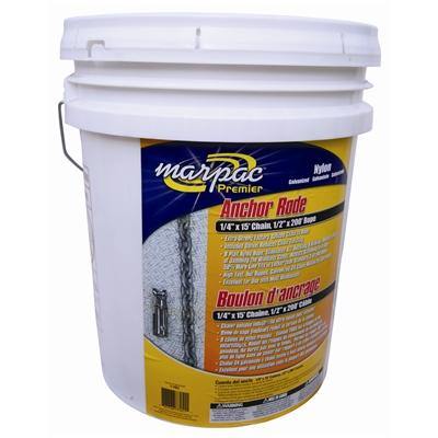 Marpac Premier 8 Plait Nylon Rope Anchor Rode - 1/4 Inch x 15 Feet Chain - 1/2 Inch x 300 Feet Rope - Bulluna.com