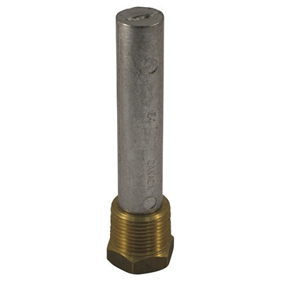 Metal Distributors Zinc Engine Anode with 1/2 Inch Brass Plug - Dia. 5/8 Inches - 2 Inch Long - Bulluna.com