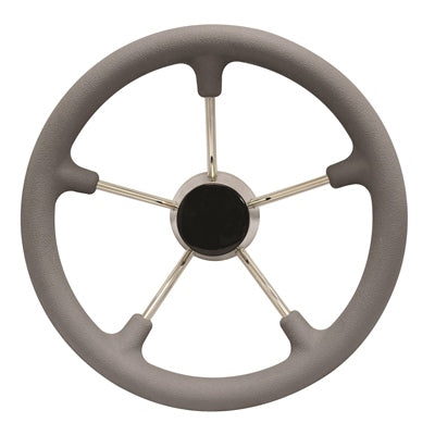 Marpac Stainless Steel Destroyer Black Composite Center Cap Steering Wheel With Gray Foam Foam Grip - 13-1/2 Inch Diameter - Bulluna.com