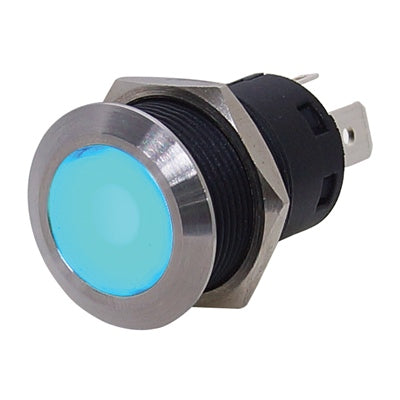 Marpac L.E.D. Backlit Stainless Steel Push Button Switch - Momentary - Blue LED Ring - Bulluna.com
