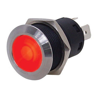 Marpac L.E.D. Backlit Stainless Steel Push Button Switch - Self-Locking - Red LED Ring - Bulluna.com