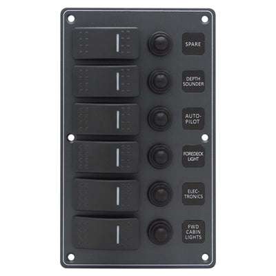 Marpac Water Resistant Aluminum Switch Panel - 6 Switches - 4-31/64 x 7-33/64 Inches - Bulluna.com