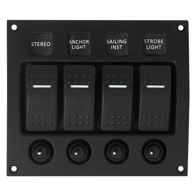 Marpac Water Resistant Curved Aluminum Switch Panel - 4 Switches - 4-31/64 x 5-15/64 Inches - Bulluna.com