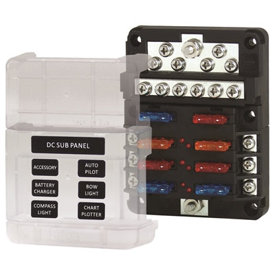Marpac ATP/ATO/ATC Fuse Blocks - 6 Gang - Storage for 2 Spare Fuses - Bulluna.com